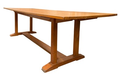 Lot 240 - LARGE MID CENTURY POLICE STATION OAK REFECTORY TABLE