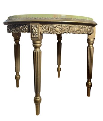 Lot 368 - LATER 20TH CENTURY HOLLYWOOD REGENCY ONYX AND GILT TABLE