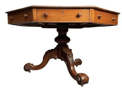 Lot 677 - 19TH CENTURY MAHOGANY OCTAGONAL DRUM TABLE
