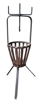 Lot 332 - LATER 20TH CENTURY CAST-IRON COOKING FIRE PIT / BRAZIER