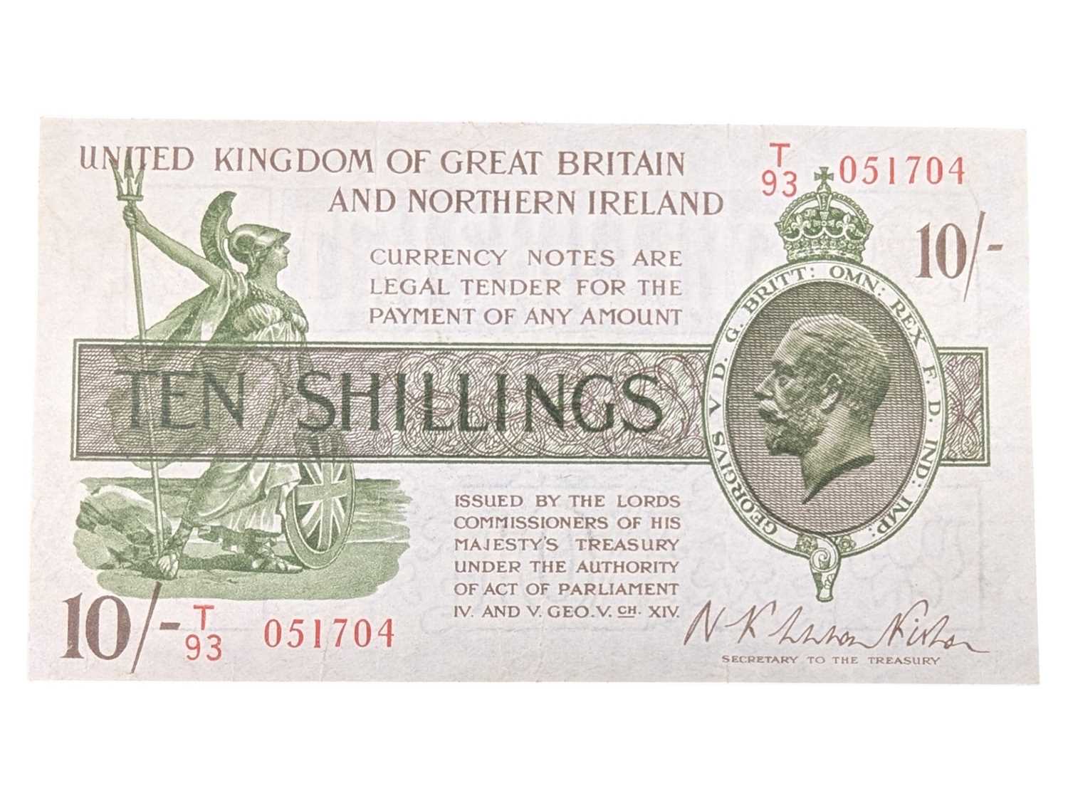 Lot 244 - 1927 WARREN FISHER TREASURY ISSUE TEN SHILLINGS