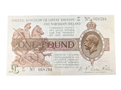 Lot 245 - 1927-28 WARREN FISHER TREASURY ISSUE ONE POUND