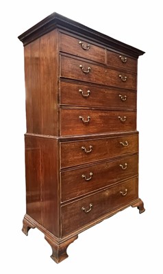 Lot 322 - HEAVY GEORGE III LATE 18TH CENTURY OAK CHEST ON CHEST
