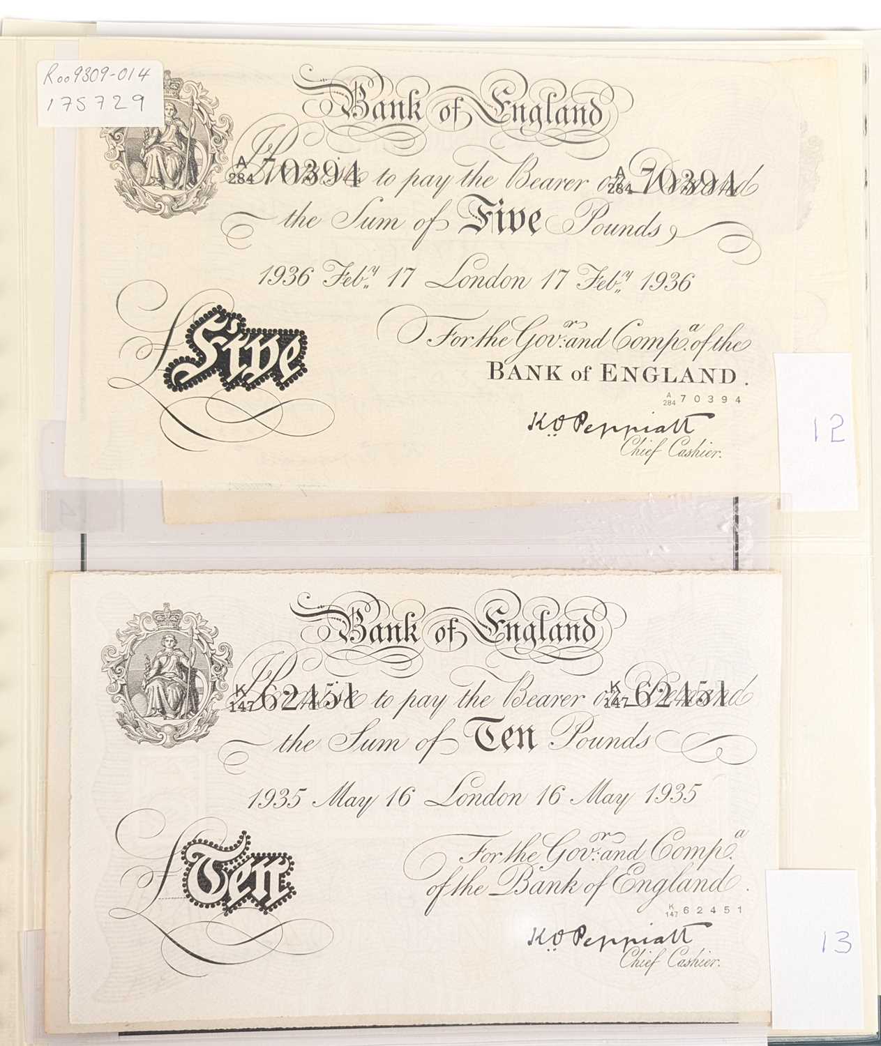 Lot 280 - FOUR OPERATION BERNHARD WWII COUNTERFEIT WHITE BANKNOTES