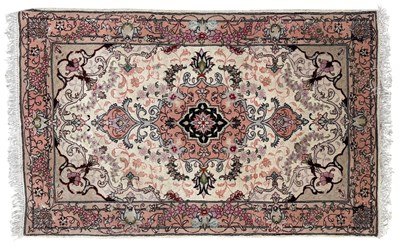 Lot 675 - PERSIAN IAN TABRIZ 50 RAJ SILK WARP FLOOR CARPET RUG