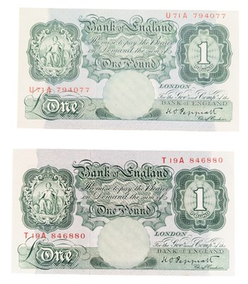 Lot 283 - TWO 1948 SERIES A ONE POUND MISCUT ERROR NOTES