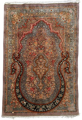 Lot 687 - PERSIAN IRAN QUM/QOM HAND KNOTTED SIGNED SILK CARPET RUG