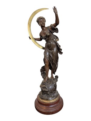 Lot 267 - LATE 19TH / EARLY 20TH CENTURY CLAIR DE LUNE BY ÉMILE BRUCHON SPELTER SCULPTURE