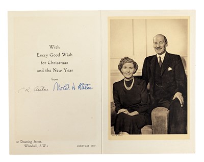 Lot 38 - PRIME MINISTER - CLEMENT AND VIOLET ATTLEE SIGNED CHRISTMAS CARD