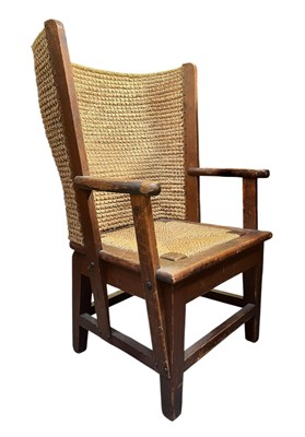 Lot 353 - MANNER OF DAVID KIRKNESS SCOTTISH HIGHLAND ORKNEY RUSH BACK CHAIR