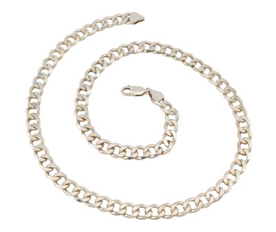 Lot 574 - HALLMARKED 925 SILVER CURB LINK CHAIN NECKLACE