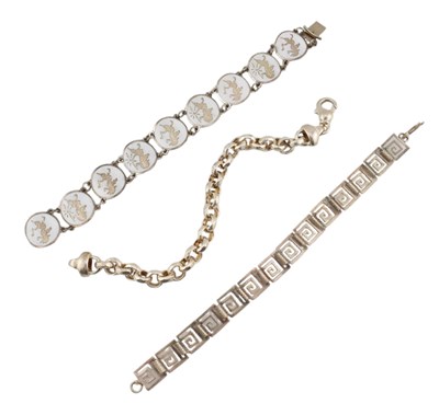 Lot 560 - THREE SILVER BRACELETS