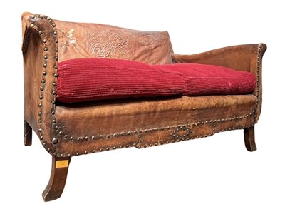 Lot 397 - EARLY 20TH CENTURY ART DECO LEATHER TWO-SEATER SOFA
