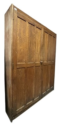 Lot 695 - LARGE EARLY 20TH CENTURY OAK HOUSEKEEPER'S CUPBOARD