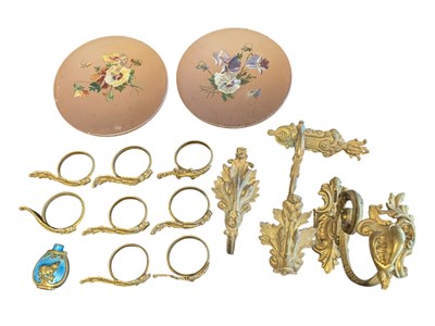 Lot 314 - COLLECTION OF 20TH CENTURY FRENCH GILT METAL ACANTHUS FITTINGS & CURIOS