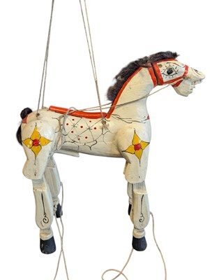 Lot 275 - 20TH CENTURY FOLK ART HAND MADE WOODEN ARTICULATED HORSE PUPPET