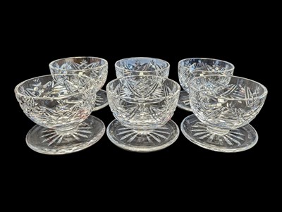 Lot 41 - SIX LATE 20TH CENTURY WATERFORD CRYSTAL CUT GLASS LISMORE DESSERT BOWLS