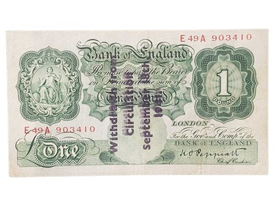 Lot 250 - 1941 GUERNSEY OVERPRINT SERIES A ONE POUND NOTE