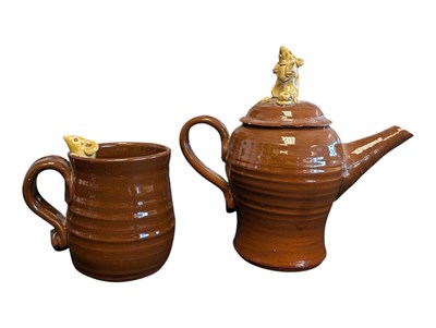 Lot 33 - DAVID CLEVERLY (1940-2025) - TWO PIECES OF LATE 20TH CENTURY VINTAGE MOUSE POTTERY