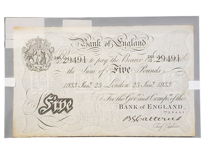 Lot 246 - 1933 LONDON B G CATTERNS WHITE FIVE POUNDS NOTE