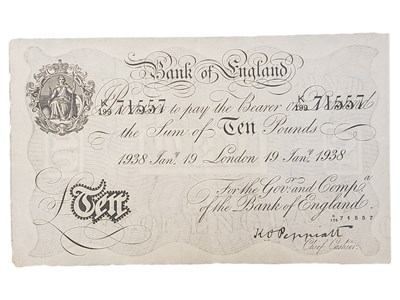 Lot 247 - 1938 LONDON K O PEPPIATT WHITE TEN POUNDS NOTE