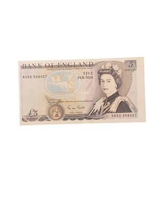 Lot 263 - 1988 SERIES D DUKE OF WELLINGTON FIVE POUNDS ERROR NOTE