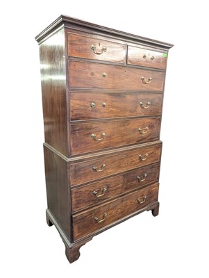 Lot 800 - GEORGE III 19TH CENTURY MAHOGANY TALLBOY / CHEST ON CHEST OF DRAWERS