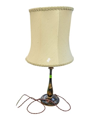 Lot 799 - EARLY 20TH CENTURY JAPANESE BLACK LACQUERED CHINOISERIE TABLE LAMP
