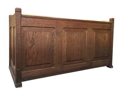 Lot 349 - ANDREW JOHN MILNE - RETRO MID CENTURY OAK FIELDED PANELLED COFFER