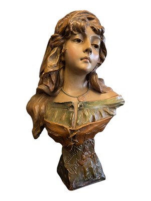 Lot 272 - MID CENTURY CHALKWARE BUST DEPICTING OPERATIC CHARACTER MIGNON