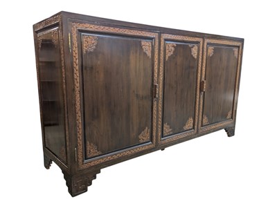Lot 819 - CHINESE 20TH CENTURY LARGE HARDWOOD SIDEBOARD CREDENZA