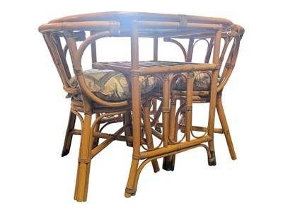 Lot 574 - MID CENTURY 1980S BAMBOO KITCHEN DINING TABLE & PAIR OF CHAIRS