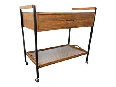 Lot 633 - BRITISH MODERN DESIGN - MID CENTURY TEAK CANTEEN OF CUTLERY TROLLEY