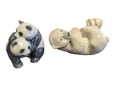 Lot 8 - ROYAL COPENHAGEN - TWO 20TH CENTURY PORCELAIN ANIMAL FIGURES