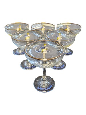 Lot 43 - BABYCHAM - SIX VINTAGE 20TH CENTURY SPARKLING WINE COUP GLASSES