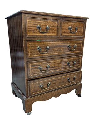 Lot 775 - QUEEN ANNE REVIVAL MAHOGANY BACHELORS CHEST OF DRAWERS