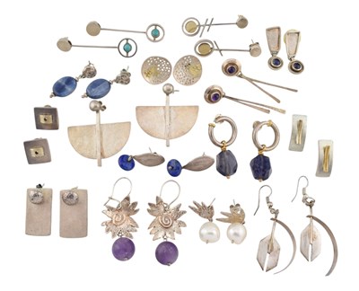 Lot 651 - COLLECTION OF SILVER WHITE METAL & GEM SET EARRINGS