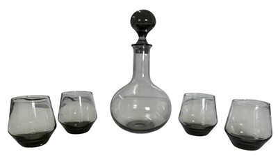 Lot 156 - MID CENTURY SCANDINAVIAN DECANTER AND FOUR GLASSES