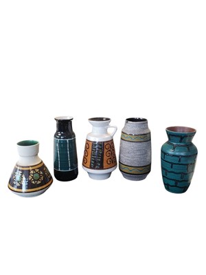 Lot 598 - SCHEURICH / CARSTENS - WEST GERMAN / AUSTRIAN - FIVE VINTAGE CERAMIC VASES