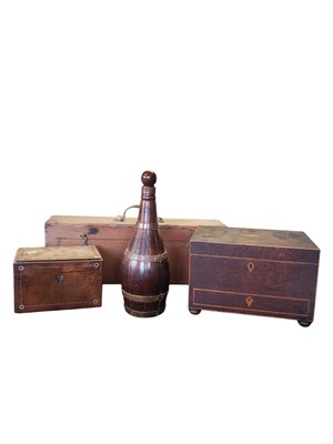 Lot 307 - COLLECTION OF 19TH CENTURY WORK BOXES. CADDIES & COPPER & OAK BOTTLE