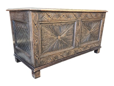 Lot 753 - 19TH CENTURY CARVED OAK COFFER CHEST