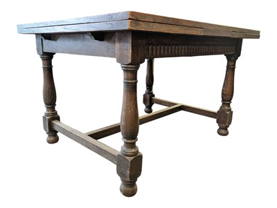 Lot 757 - A LARGE EDWARDIAN OAK REFECTORY DINING TABLE