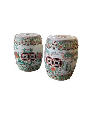 Lot 57 - TWO 20TH CENTURY CHINESE PORCELAIN BARREL STOOLS