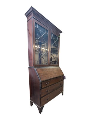 Lot 750 - 19TH CENTURY GEORGE III MAHOGANY BUREAU BOOKCASE