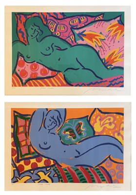 Lot 179 - GERRY BAPTIST (B. 1935) - NUDES BLUE & GREEN