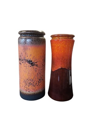 Lot 604 - WEST GERMAN POTTERY - TWO LARGE VINTAGE CERAMIC VASES