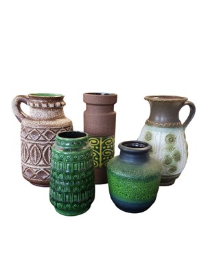 Lot 606 - WEST GERMAN POTTERY - FIVE VINTAGE CERAMIC VASES