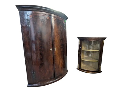 Lot 744 - GEORGE III 19TH CENTURY MAHOGANY CORNER HANGING CABINET