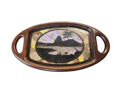 Lot 304 - MID CENTURY RIDO DE JANEIRO BUTTERFLY WING INLAID TRY