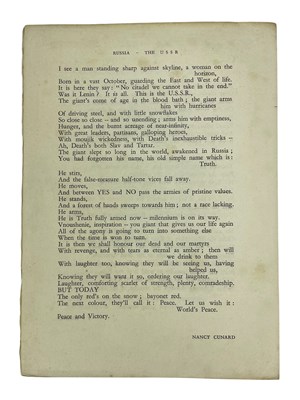 Lot 5 - CUNARD, NANCY & OTHERS - c1942 SALVO FOR RUSSIA - LIMITED EDITION COLLECTION OF SIGNED ETCHINGS
